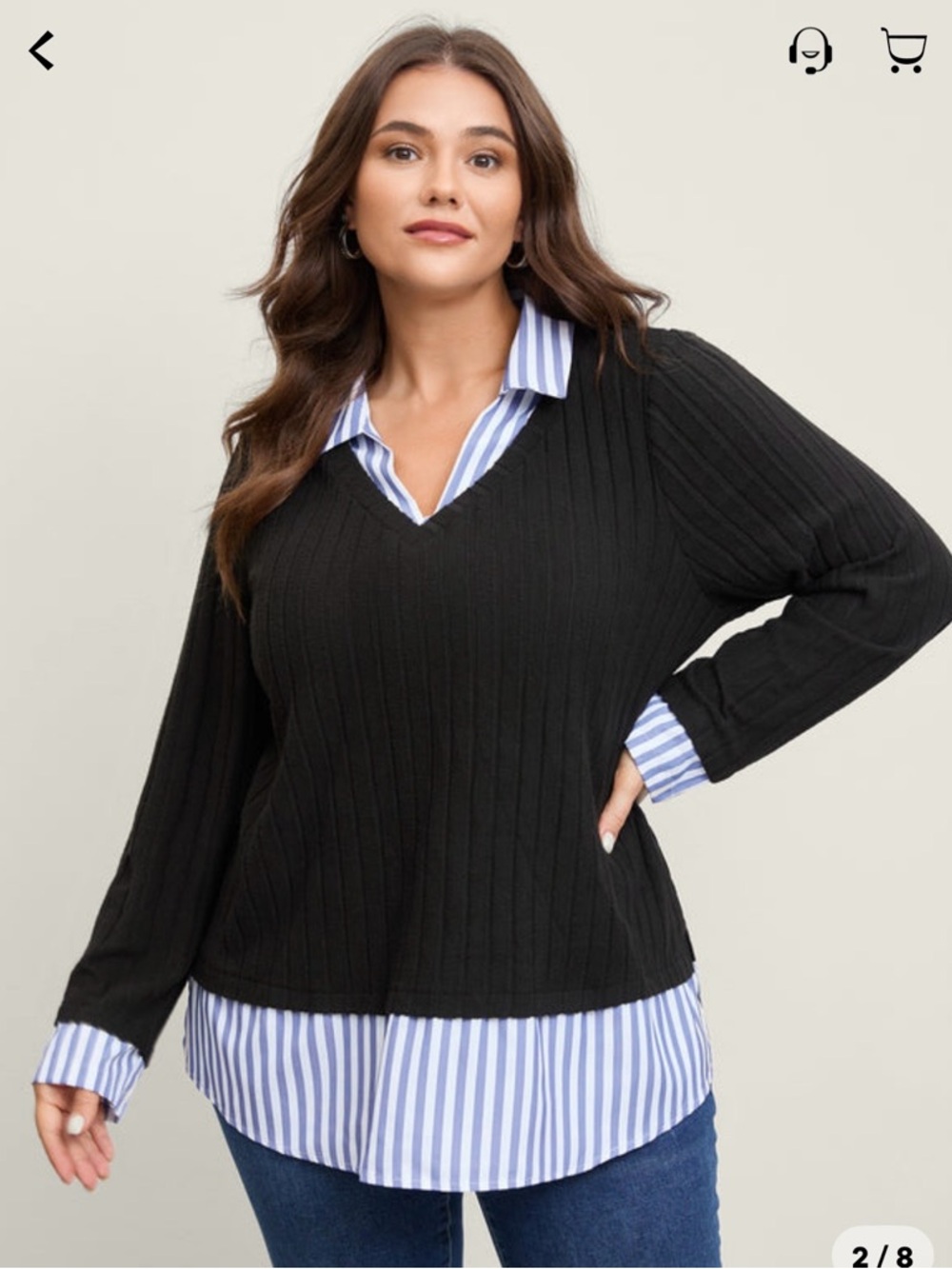 BloomChic Black Ribbed V-Neck Sweater